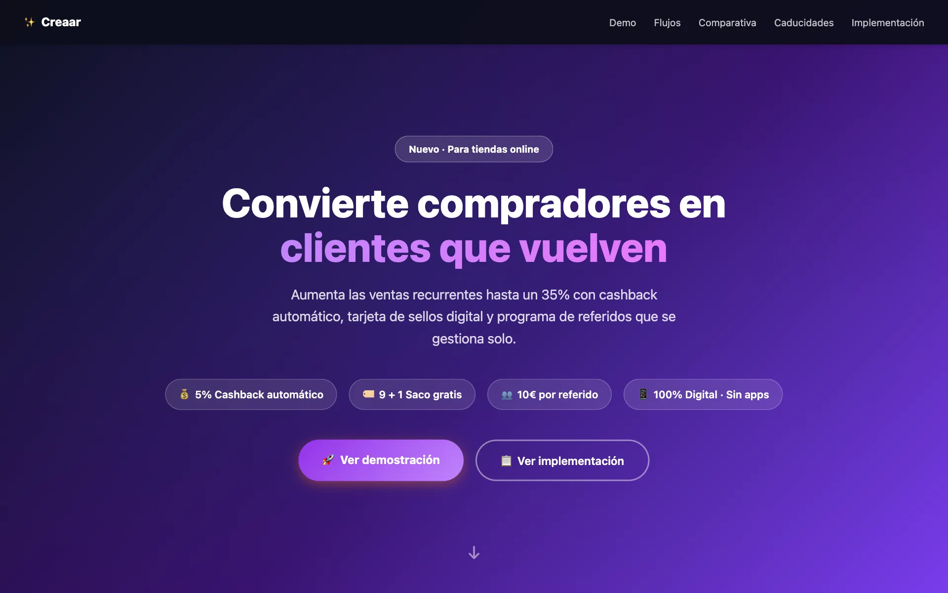 Vista previa de la demo: Fidelización para tiendas online