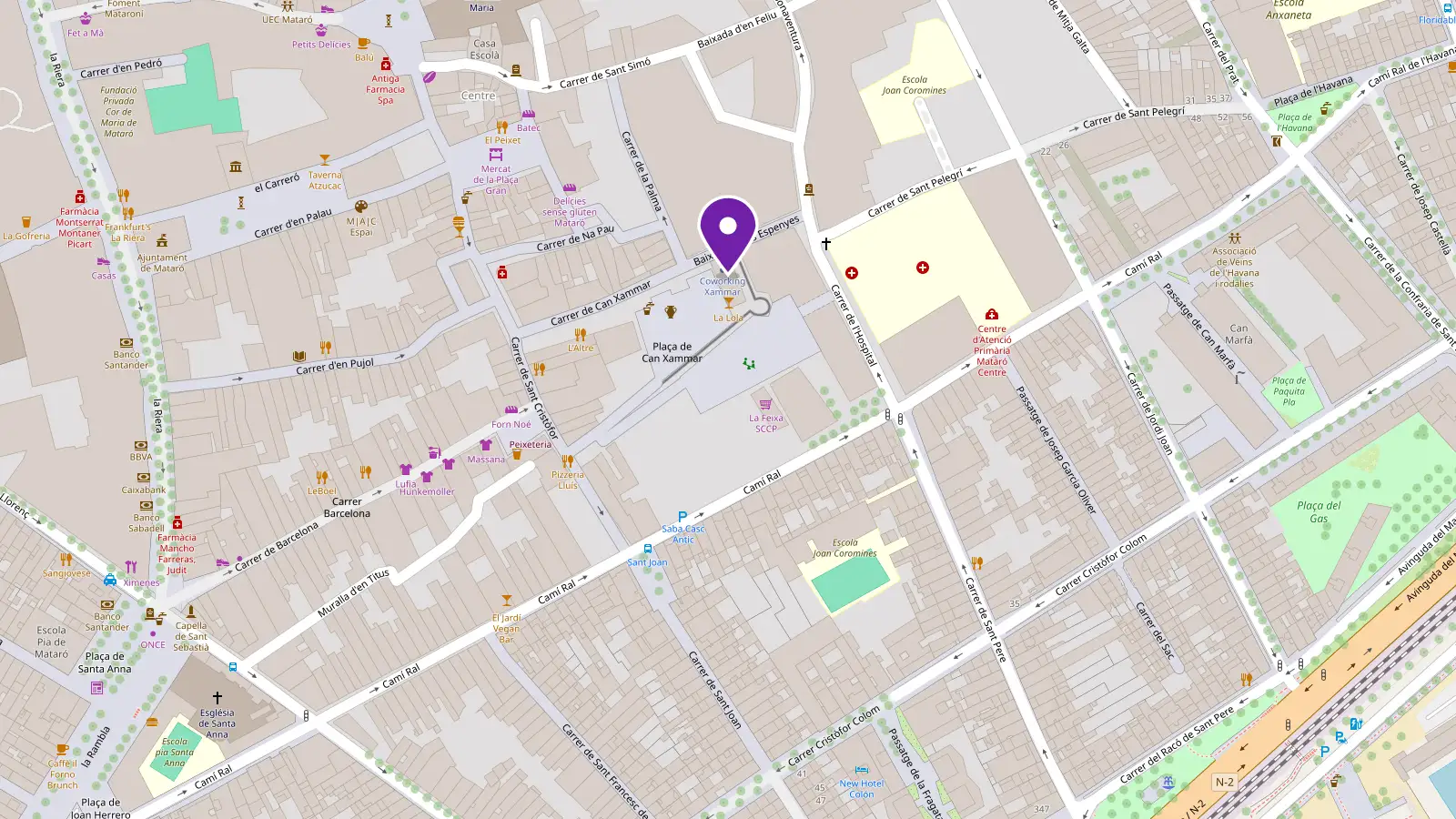 Plano de la ubicación de Creaar: Baixada de les Espenyes 6, 1º, 08301 Mataró