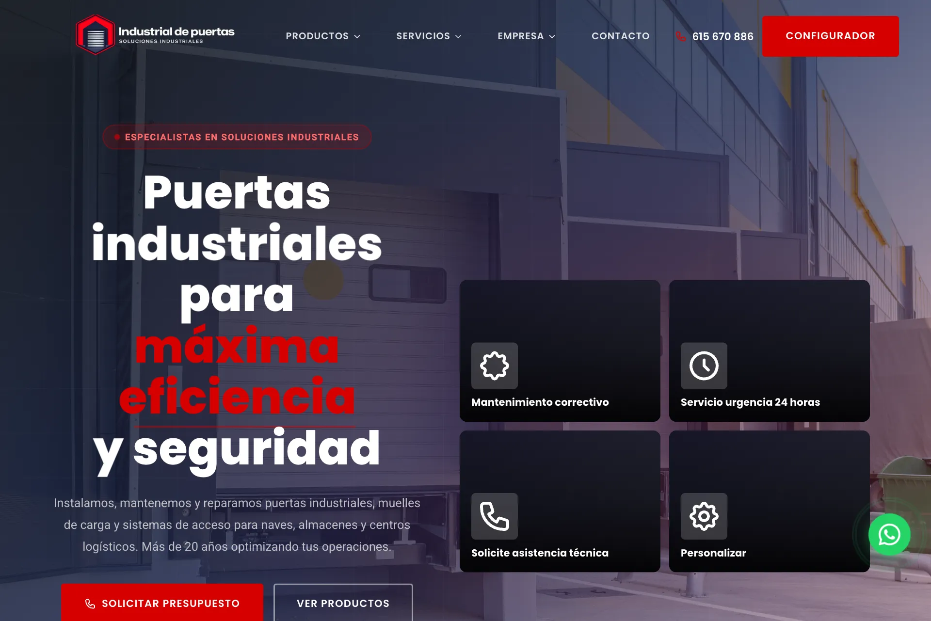 Web de Industrial de Puertas creada por Creaar