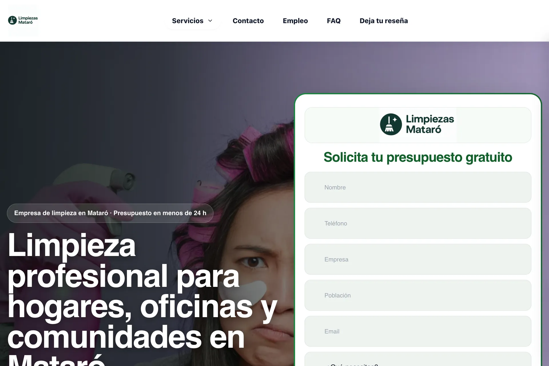 Web de Limpiezas Mataró creada por Creaar