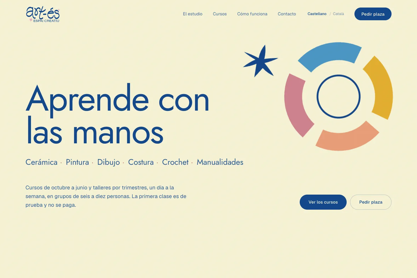 Portada de la web de Artés Espai Creatiu, desarrollada por Creaar