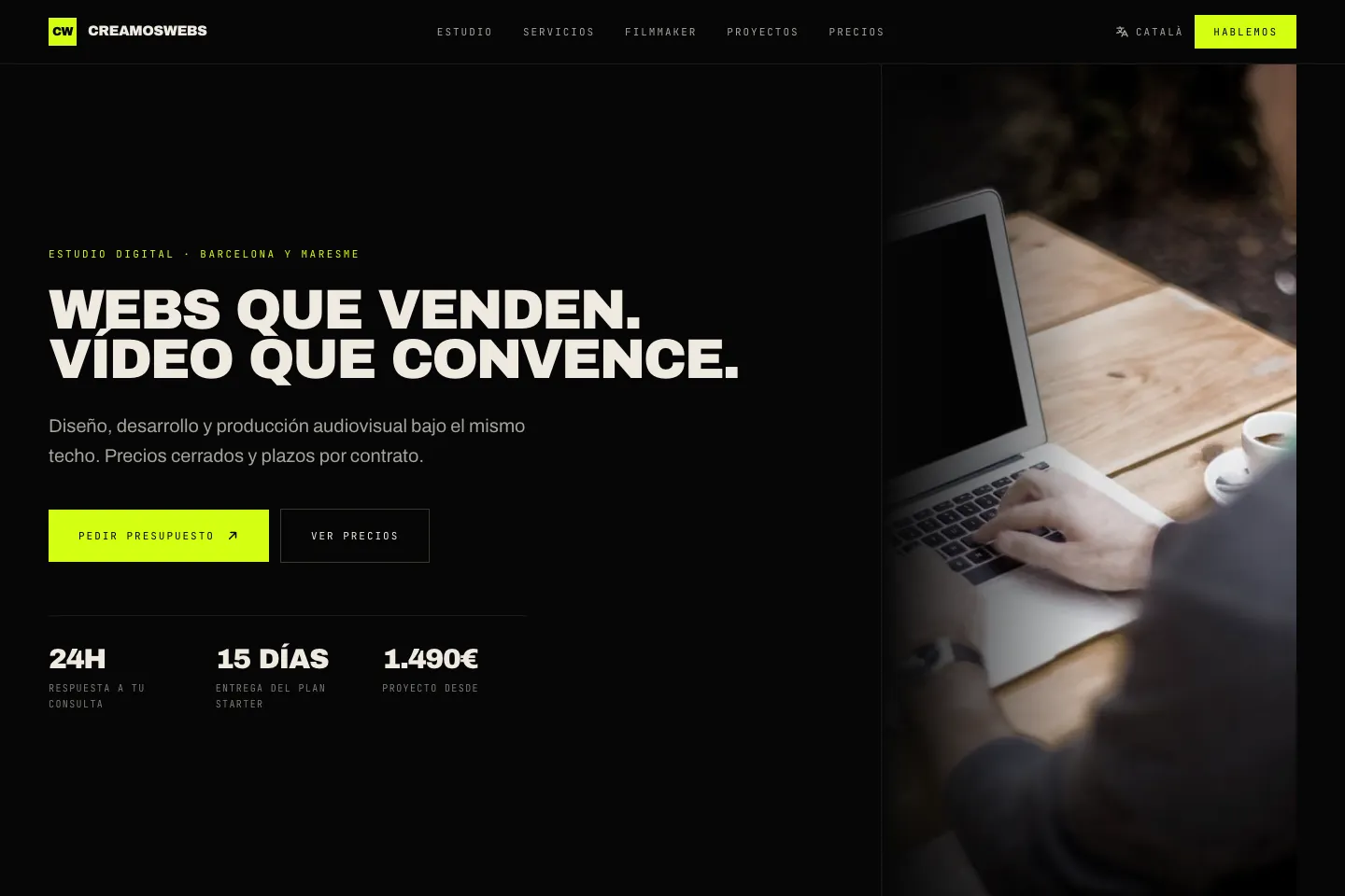 Portada de la web de Creamos Webs, desarrollada por Creaar