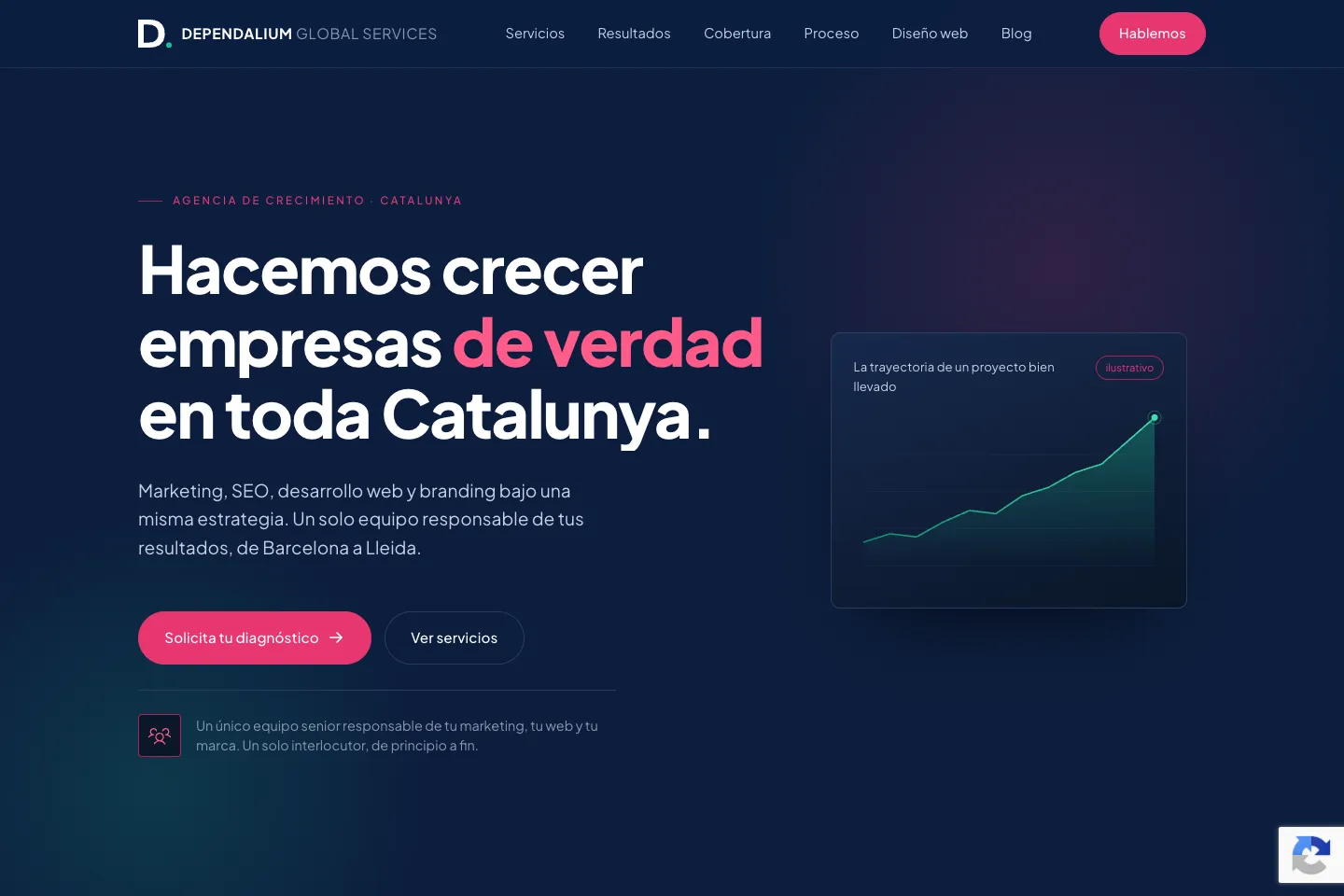 Portada de la web de Dependalium Global Services, desarrollada por Creaar
