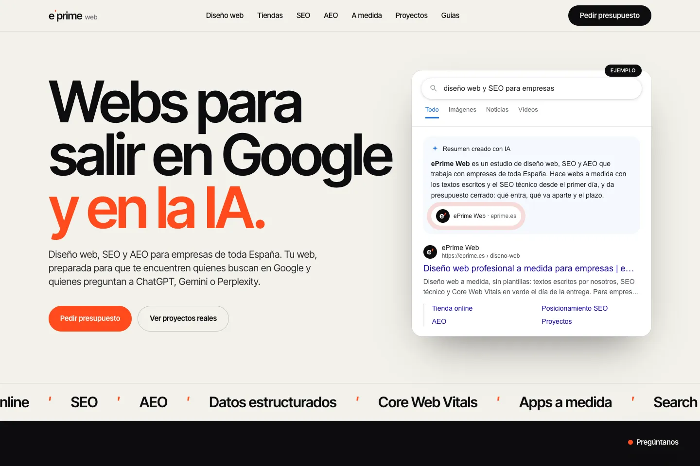 Portada de la web de ePrime Web, hecha por Creaar