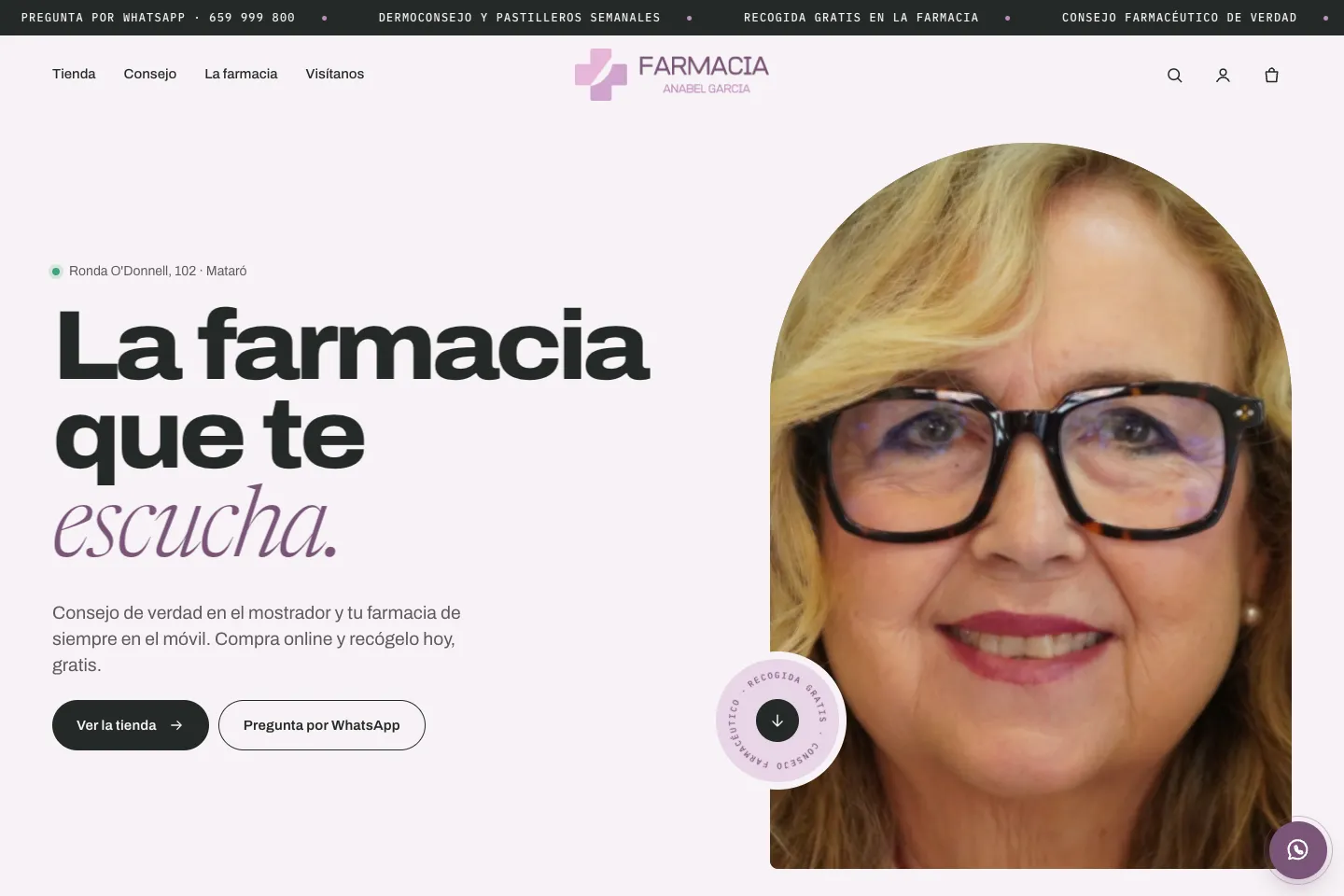 Portada de la web de Farmàcia Anabel Garcia, hecha por Creaar