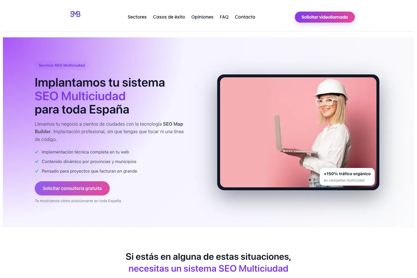 Portada de la web de SEO Map Builder, desarrollada por Creaar