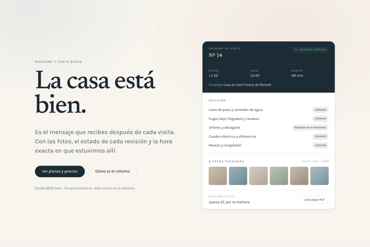 Portada de la web de SerenoHome, desarrollada por Creaar