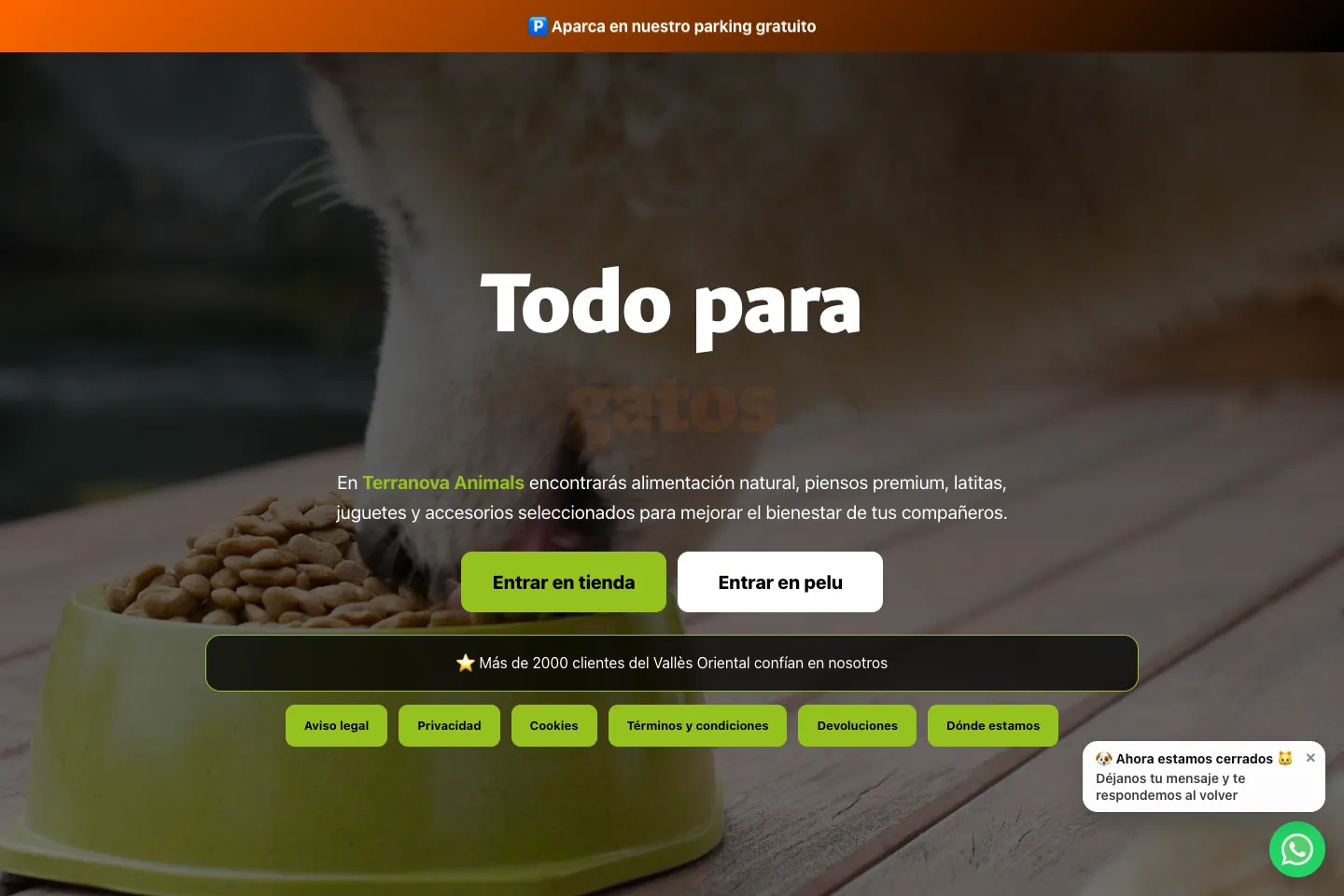 Portada de la web de Terranova Animals, desarrollada por Creaar