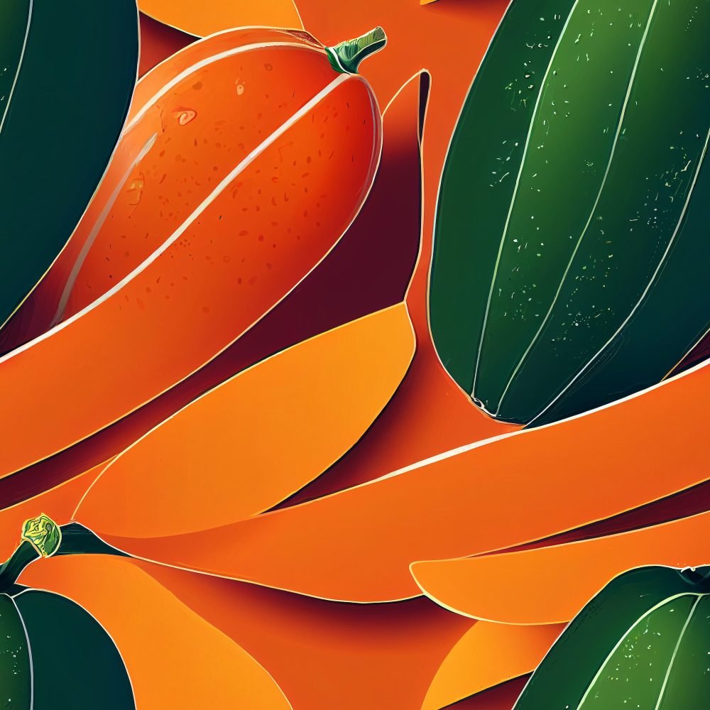 a group of fruit and leaves