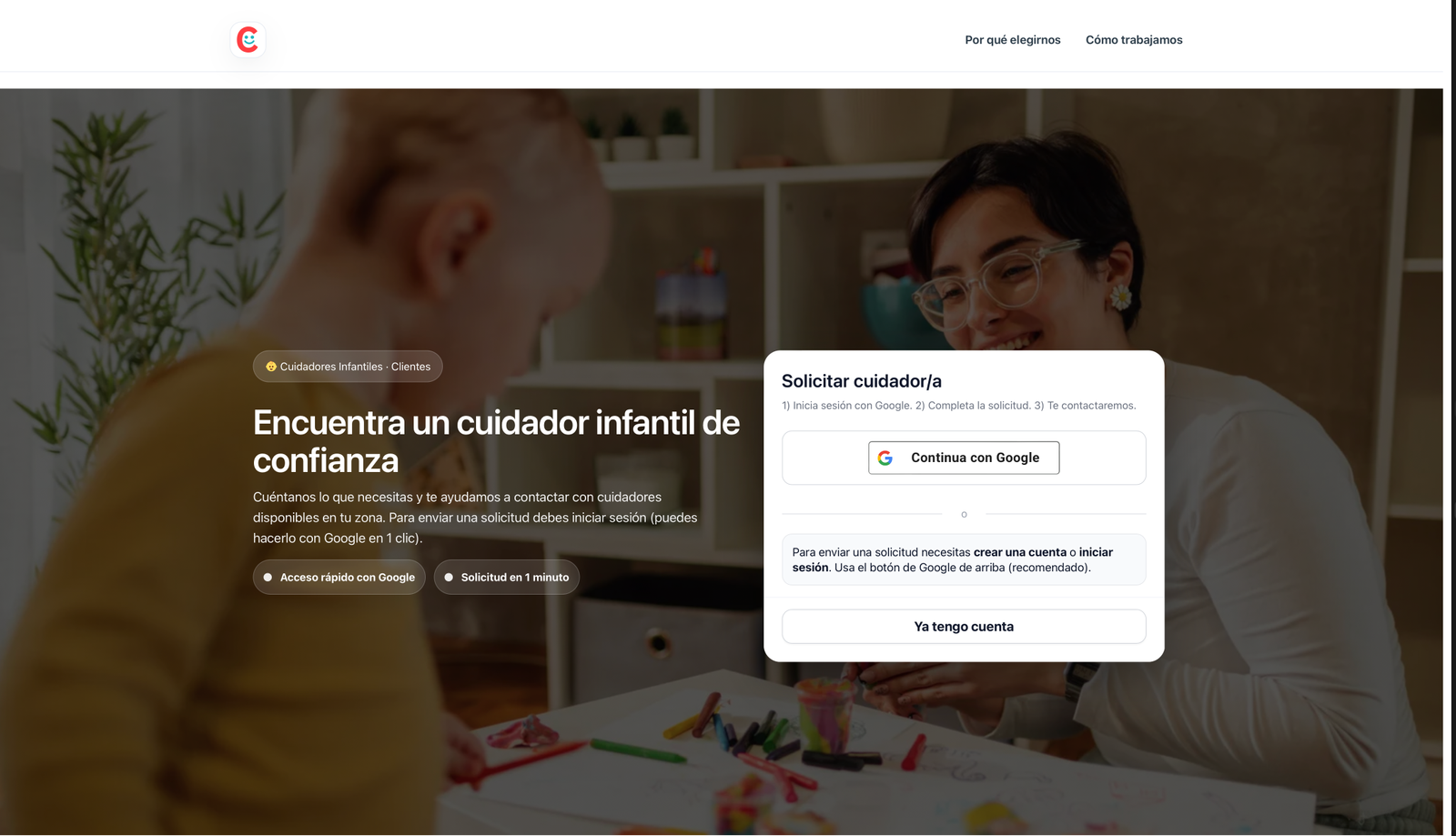 cuidadoresinfantiles.com — Web de canguros y cuidadores infantiles, seguridad y contacto rápido