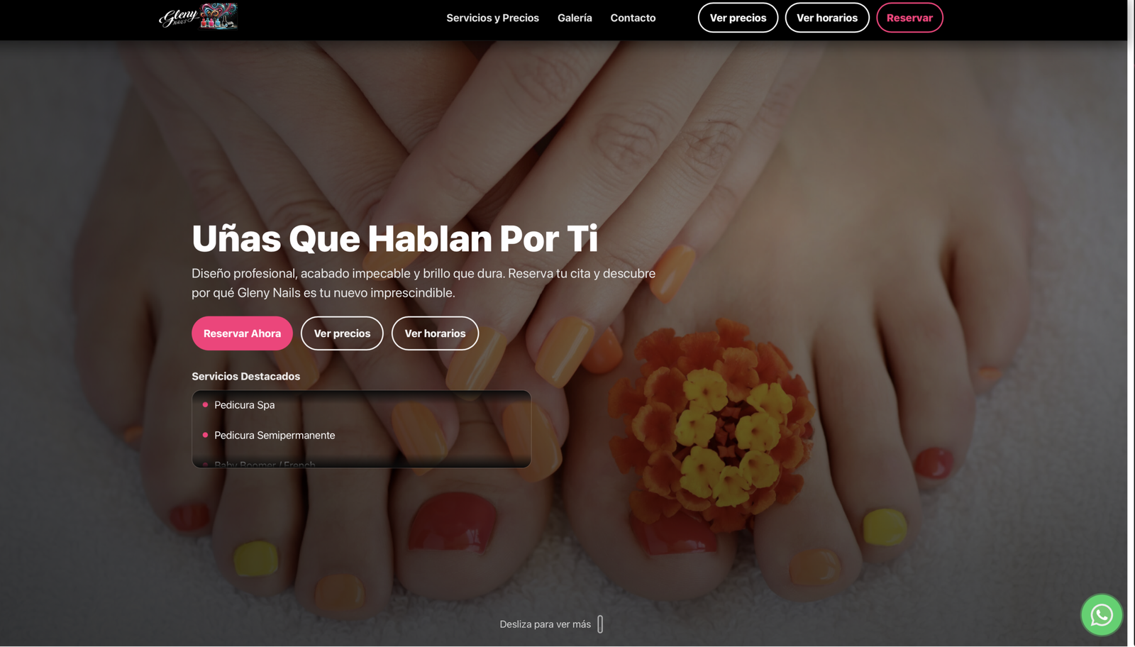 glenynails.com — Web de uñas y estética, diseño premium y captación de citas